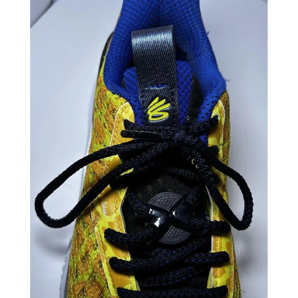 Under Armour Basketball Shoes Kids Size 6Y Yellow Blue Curry Flow 10 Bang Bang